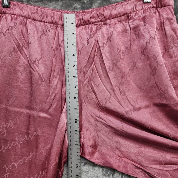 Victoria's Secret Pajama Pants Womens XL Pink Black Side Striped Satin Lounge - Picture 10 of 12